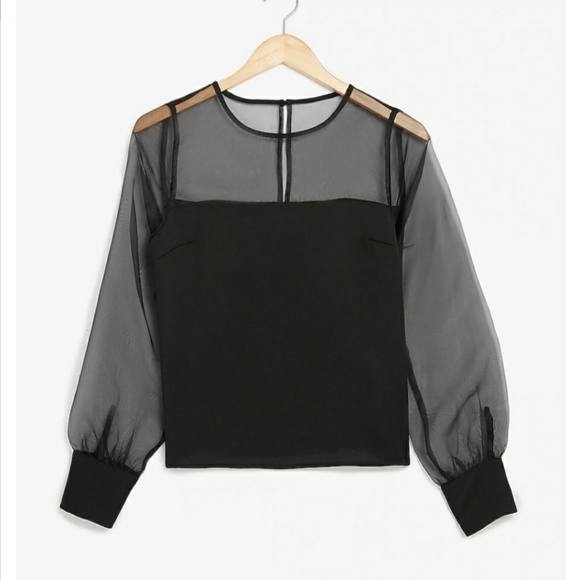 black long sleeve satin top